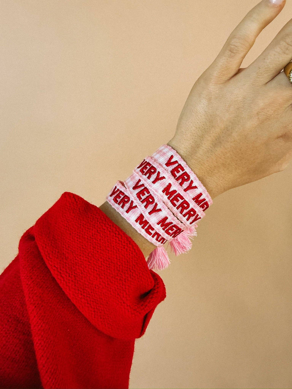 Very merry embroidered bracelet